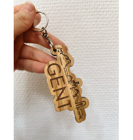 WoodWideCities Sleutelhanger - Skyline Gent - Eiken
