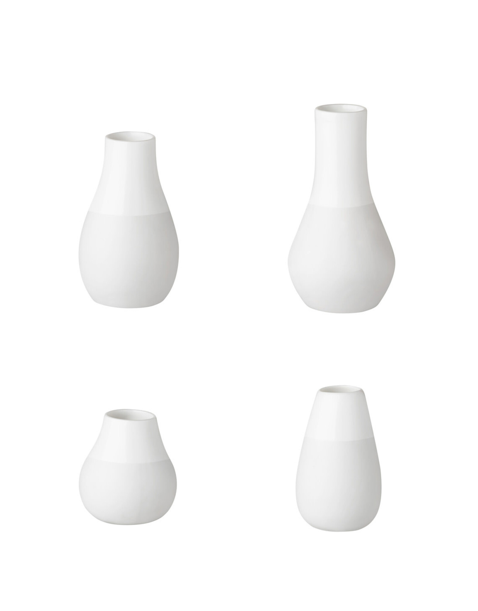 Raeder Plukselvaasjes Wit - Set v 4 - Hoogte 4- 8 cm