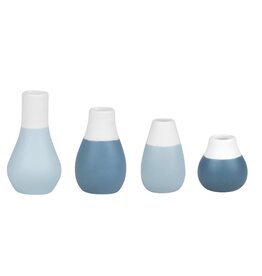 Raeder Plukselvaasjes Blauw - set v 4  - hoogte 4 - 8 cm