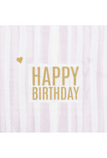 Raeder Servetten - Happy Birthday, Roze Streep