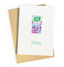 Studio Zwoane Wenskaart - Getikketakt om je te ontmoeten - Dubbele kaart + Envelop