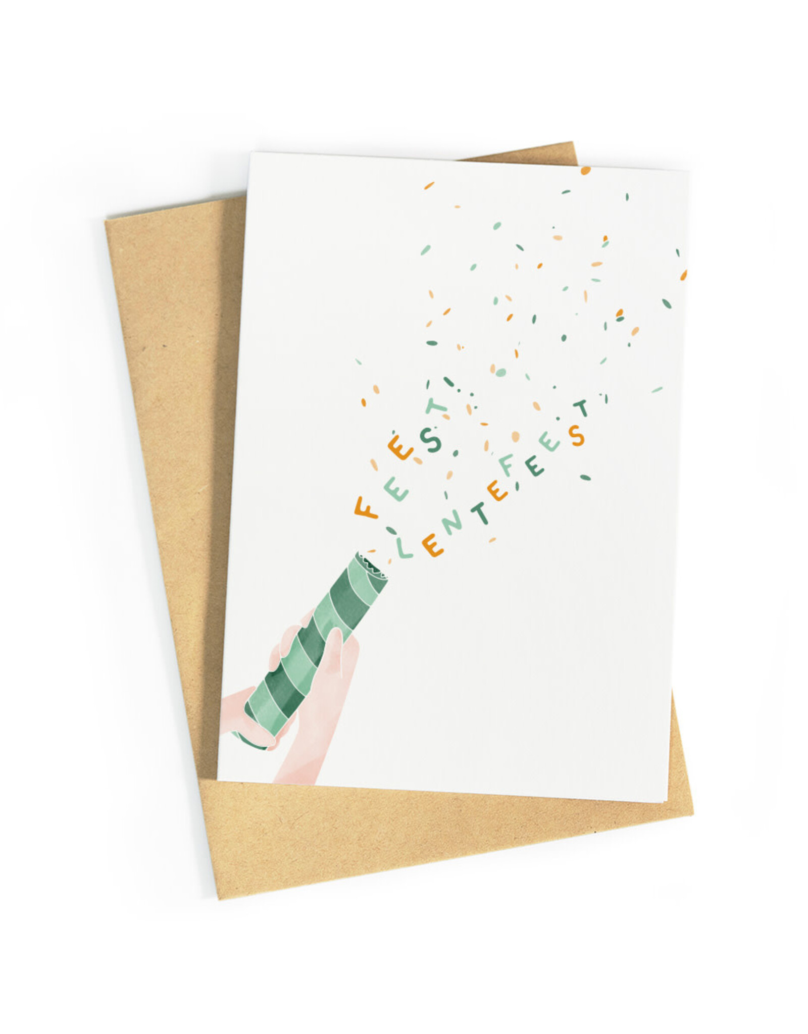 Studio Zwoane Wenskaart - Confetti Lentefeest - Dubbele kaart + Envelop