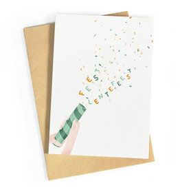 Studio Zwoane Wenskaart - Confetti Lentefeest - Dubbele kaart + Envelop