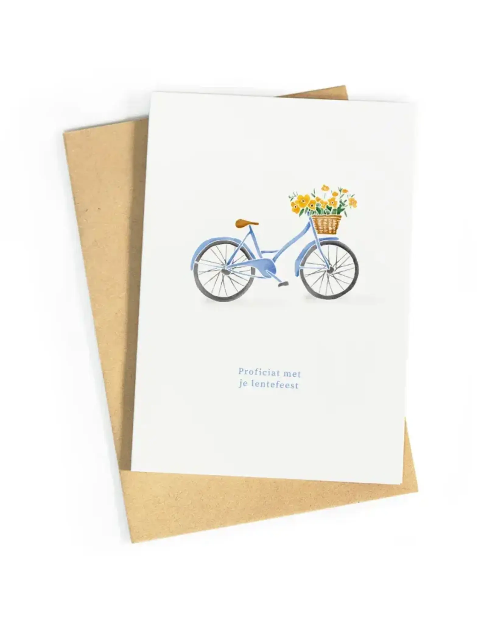 Studio Zwoane Wenskaart - Fiets Lentefeest - Dubbele kaart + Envelop