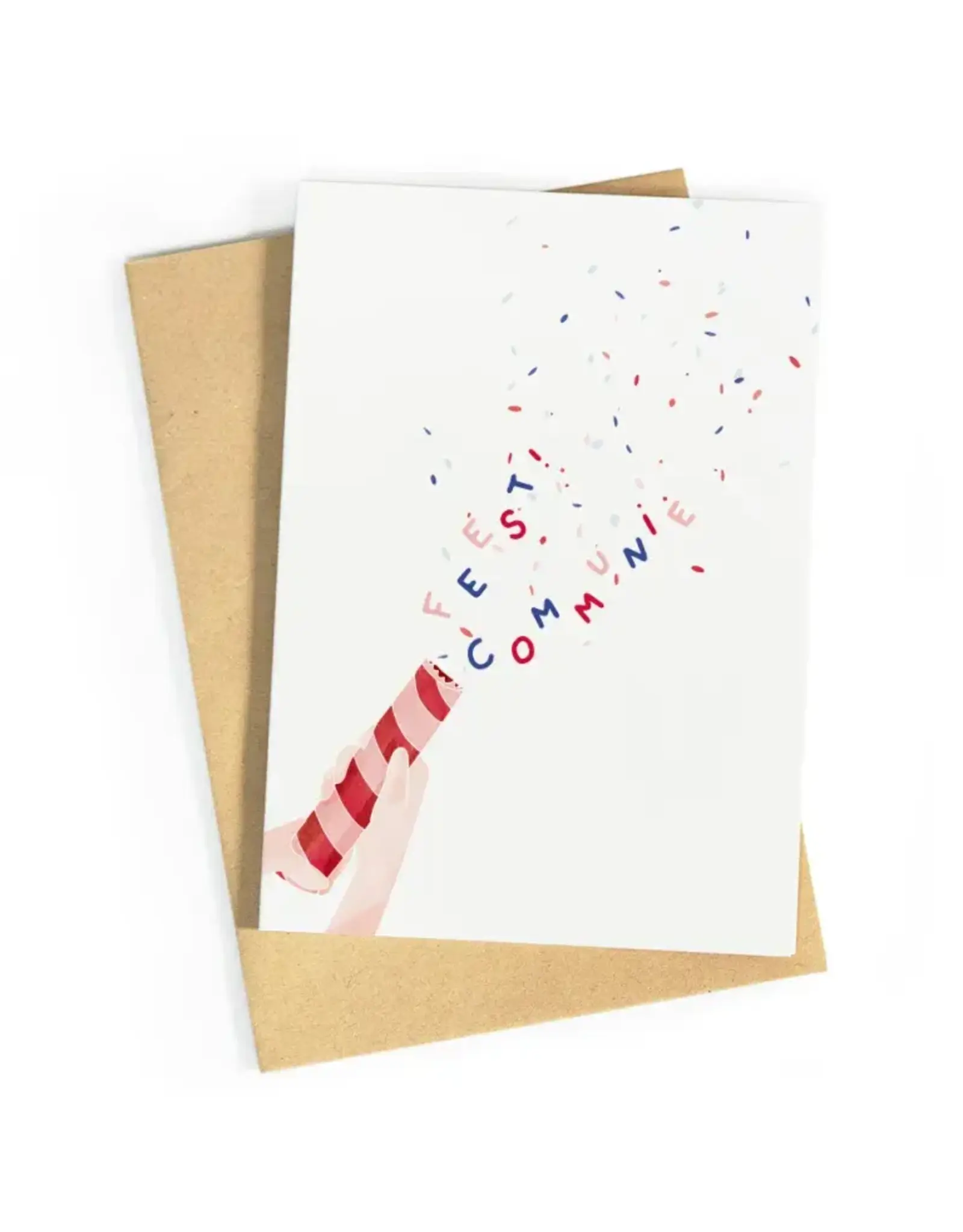 Studio Zwoane Wenskaart - Confetti Communi, Rood - Dubbele kaart + Envelop