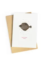 Studio Zwoane Wenskaart - Op de jarige, Schol - Dubbele kaart + Envelop
