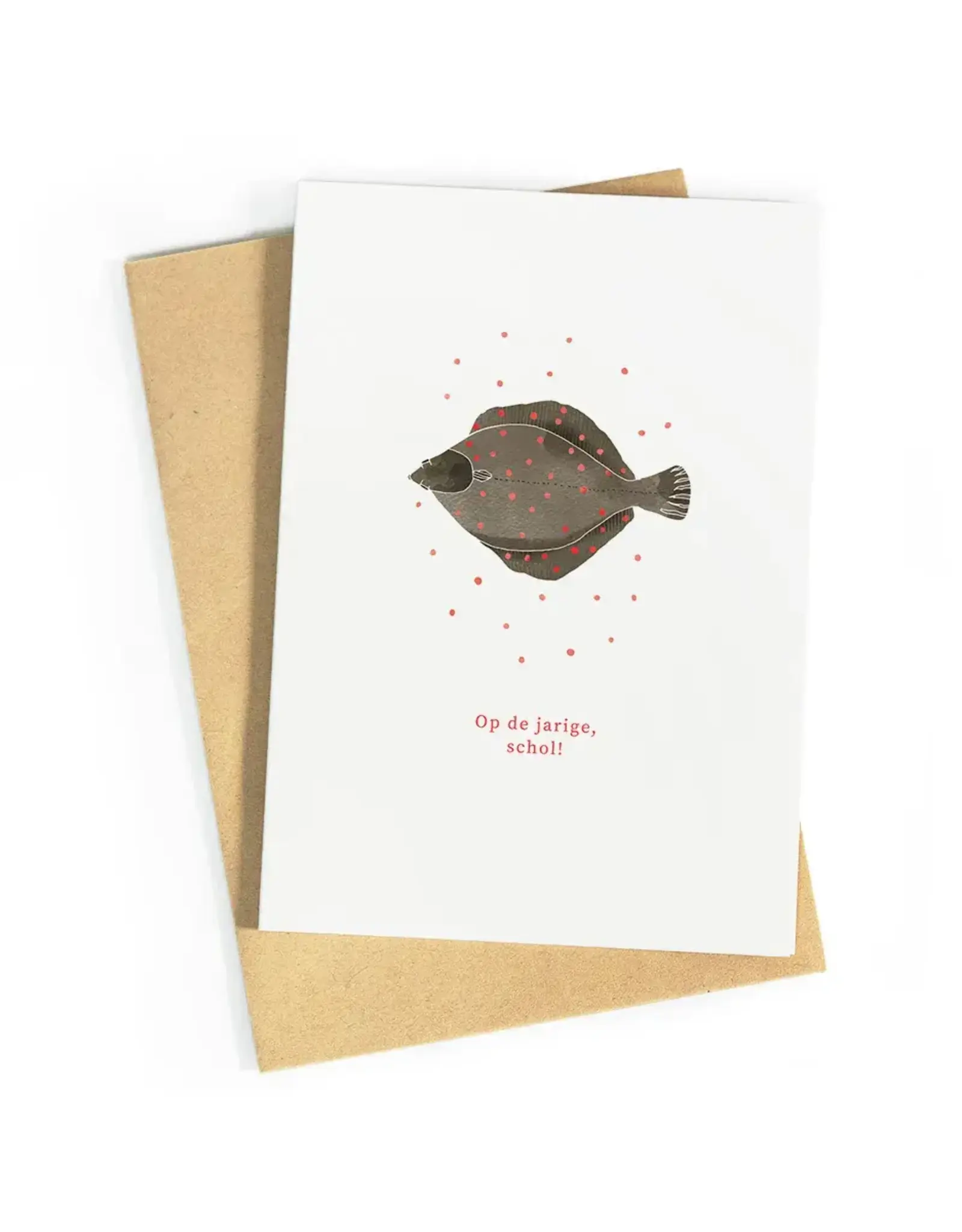 Studio Zwoane Wenskaart - Op de jarige, Schol - Dubbele kaart + Envelop