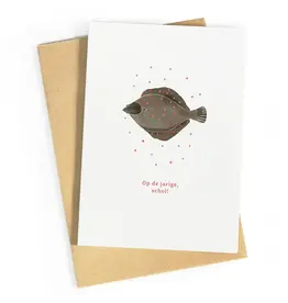 Studio Zwoane Wenskaart - Op de jarige, Schol - Dubbele kaart + Envelop