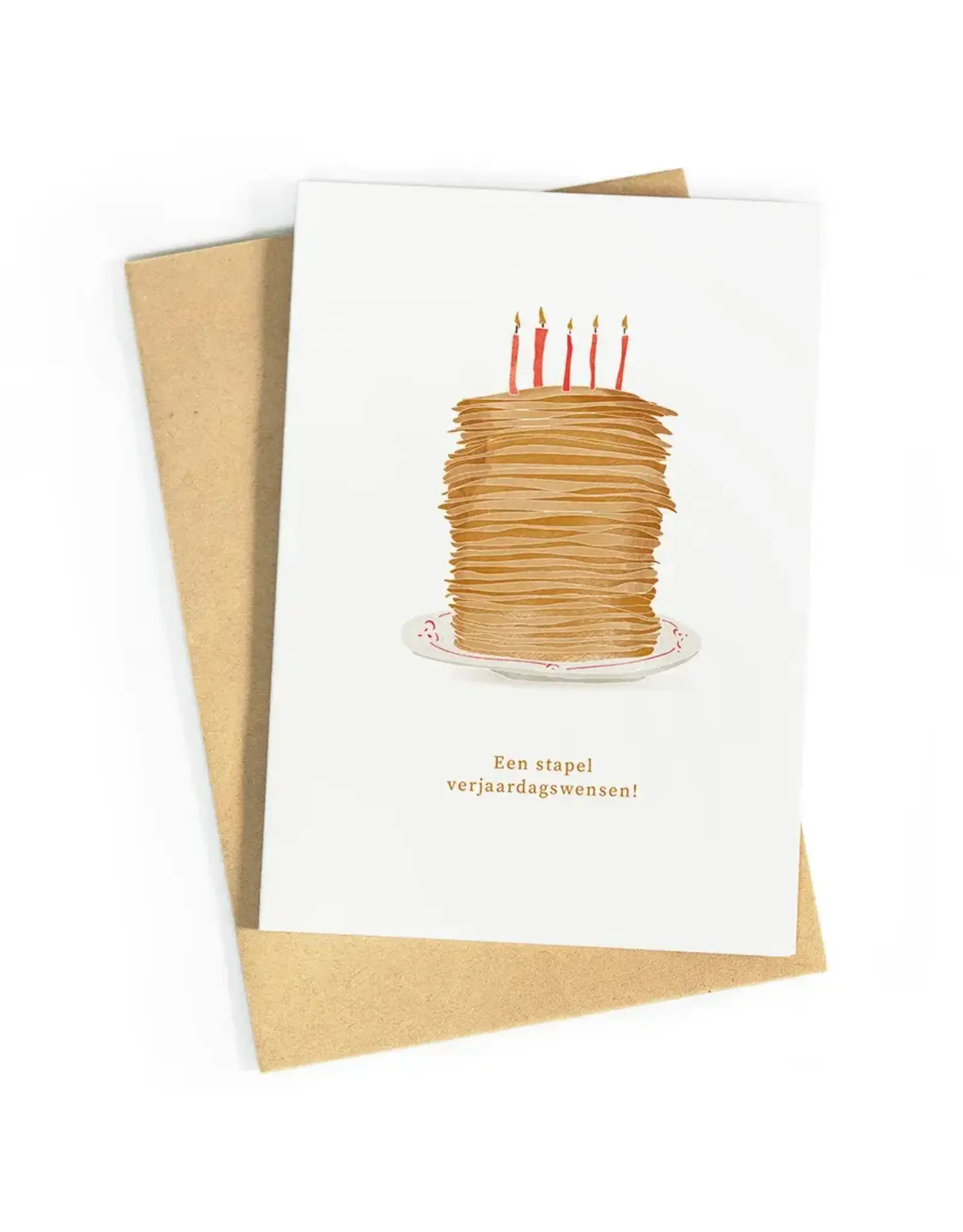 Studio Zwoane Wenskaart - Een stapel verjaardagswensen - Dubbele kaart + Envelop
