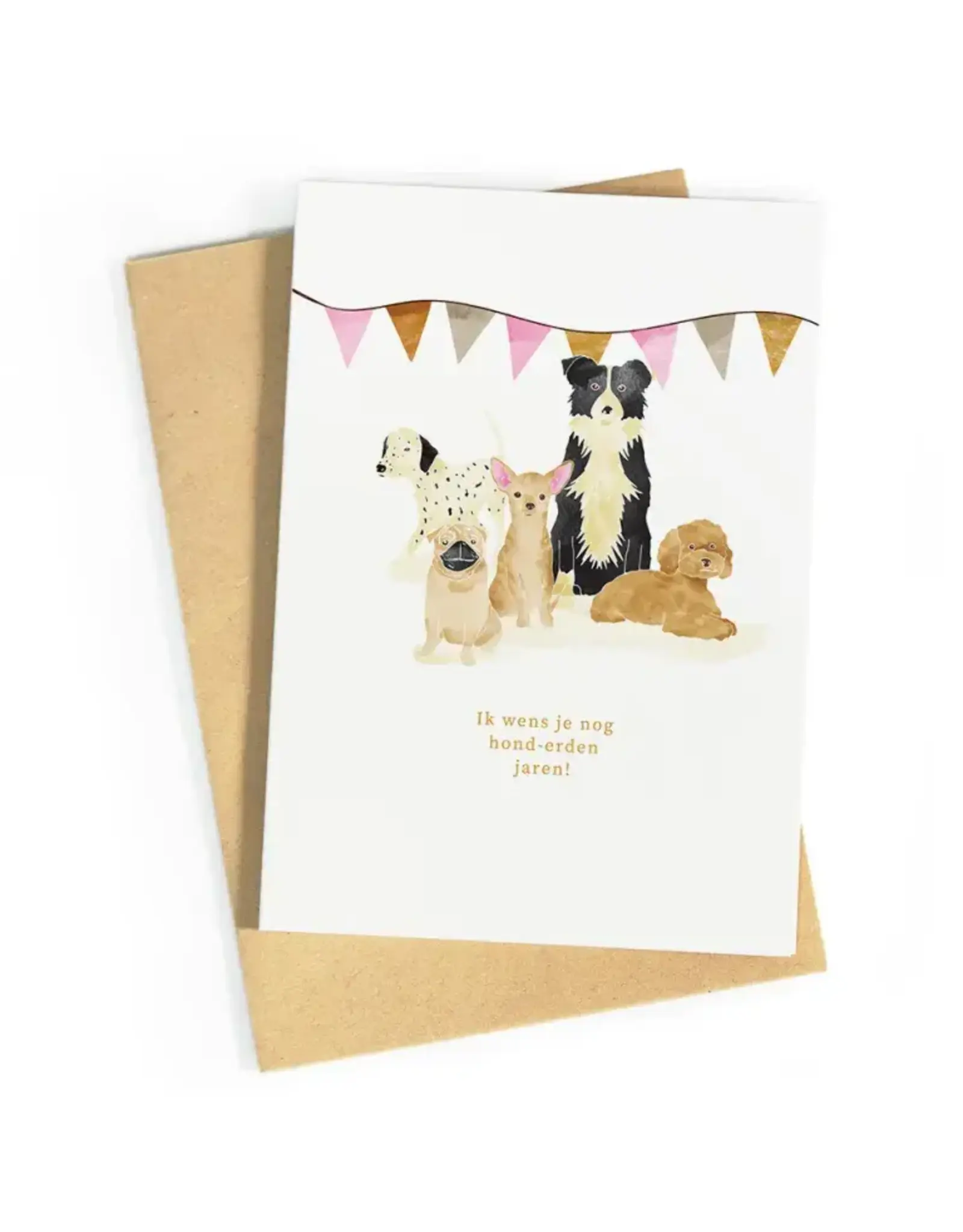 Studio Zwoane Wenskaart - Ik wens je hond-erden jaren - Dubbele kaart + Envelop