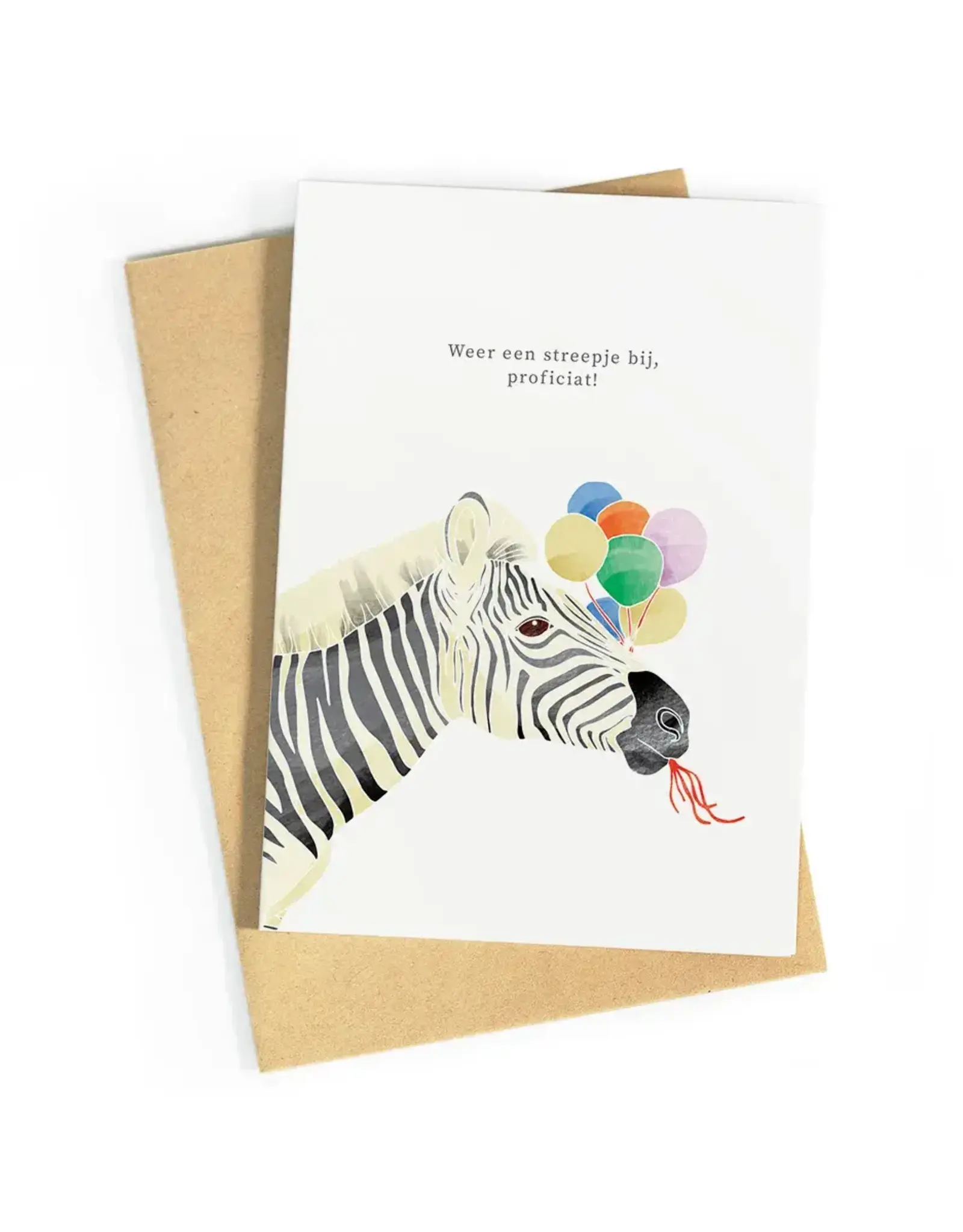 Studio Zwoane Wenskaart - Weer een streepje bij, proficiat! - Dubbele kaart + Envelop