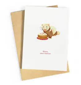 Studio Zwoane Wenskaart - Hoera, taart fretten - Dubbele kaart + Envelop