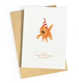 Studio Zwoane Wenskaart - Vis, Zo oed?! - Dubbele kaart + Envelop