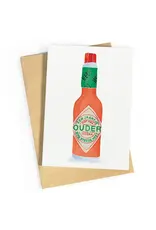 Studio Zwoane Wenskaart - Een jaartje ouder nog steeds heet - Dubbele kaart + Envelop