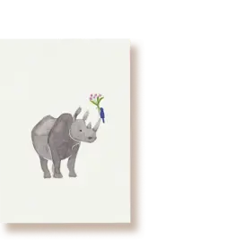 Tucán y limón Wenskaart - Neushoorn, Bloemen - Postkaart + Envelop