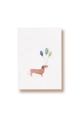 Tucán y limón Wenskaart - Teckel met ballonnen - Postkaart + Envelop