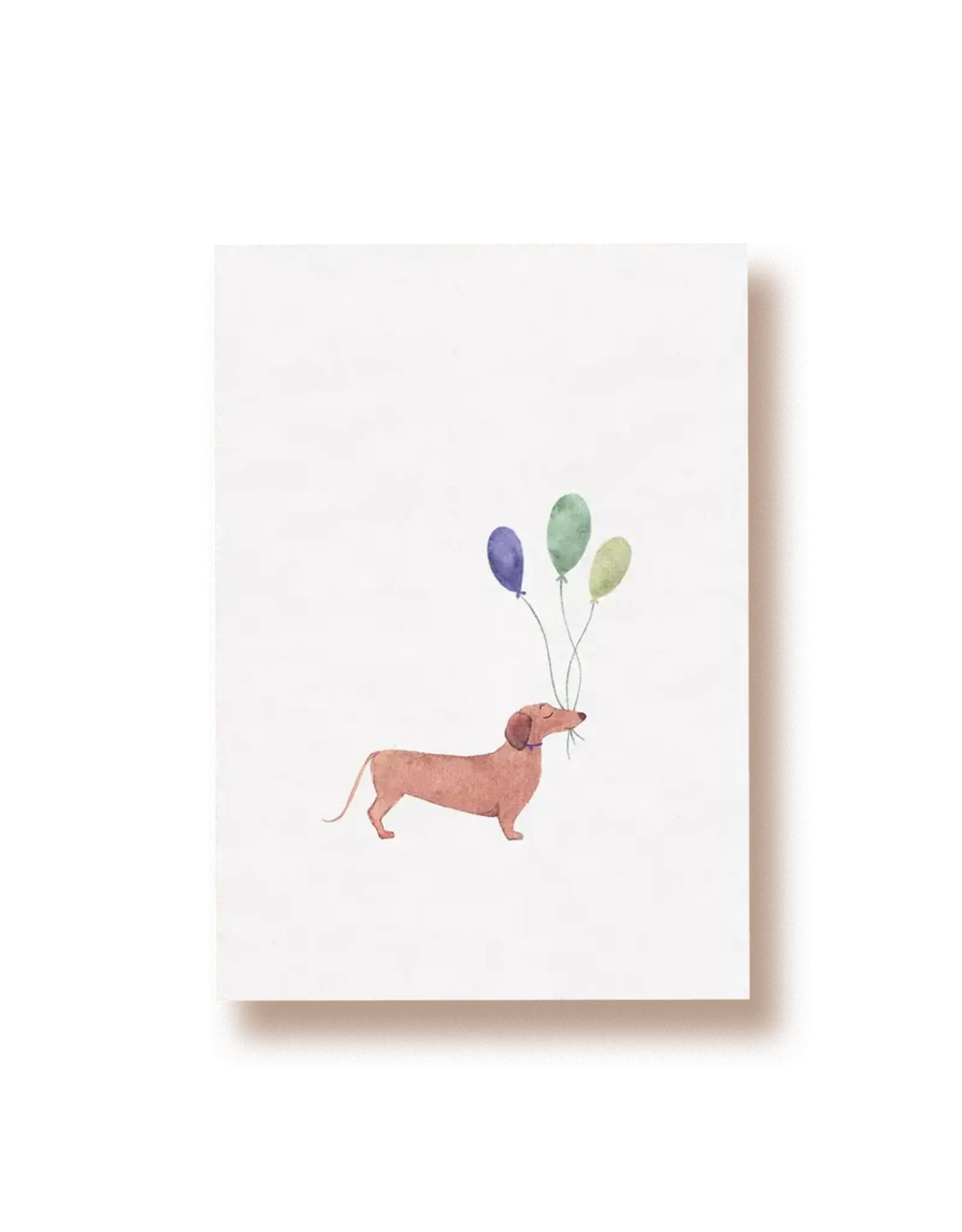 Tucán y limón Wenskaart - Teckel met ballonnen - Postkaart + Envelop