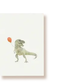 Tucán y limón Wenskaart - T Rex met Ballon - Postkaart + Envelop