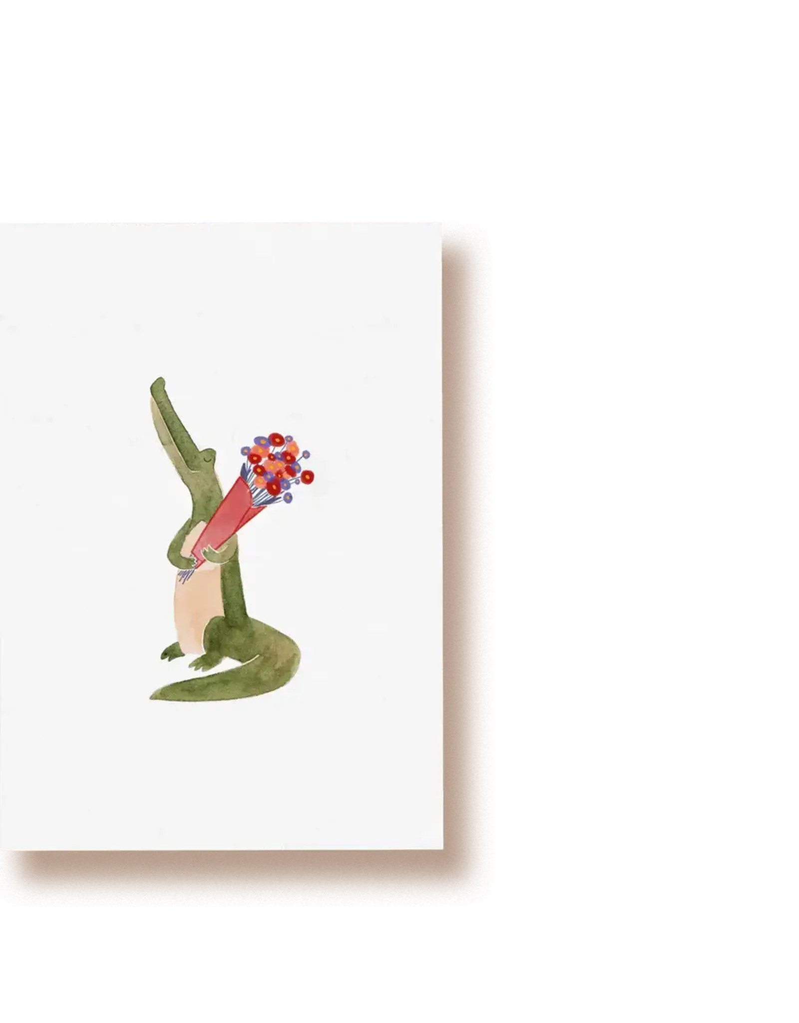 Tucán y limón Wenskaart - Krokodil, bloemen - Postkaart + Envelop