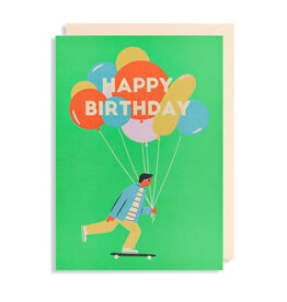 Naomi Wilkonson Wenskaart - Skateboard, Happy Birthday - Dubbele kaart + Envelop