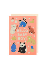 Naomi Wilkonson Wenskaart - Hallo Baby Boy - Dubbele kaart + Envelop