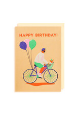 Naomi Wilkonson Wenskaart - Fiets, Happy Birthday - Dubbele kaart + Envelop