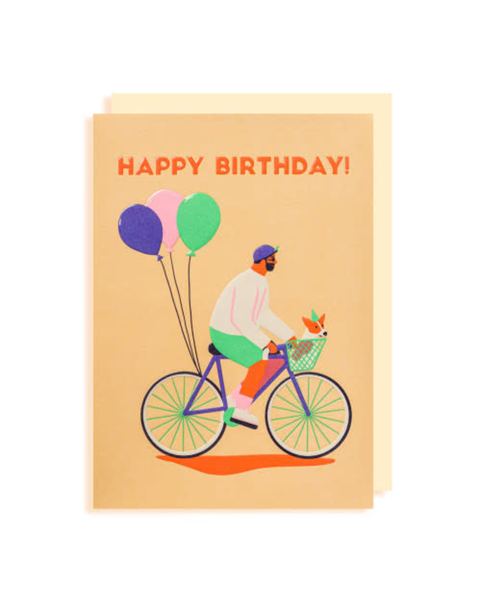Naomi Wilkonson Wenskaart - Fiets, Happy Birthday - Dubbele kaart + Envelop