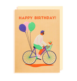 Naomi Wilkonson Wenskaart - Fiets, Happy Birthday - Dubbele kaart + Envelop