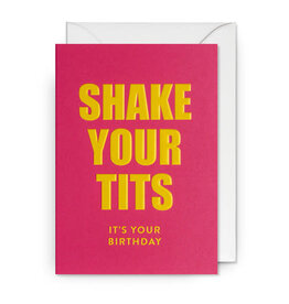 Postco Wenskaart - Shake your tits - Dubbele kaart + Envelop