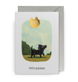 John Bond Wenskaart - Dog Balloon, Happy Birthday - Dubbele kaart + Envelop