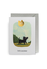 John Bond Wenskaart - Dog Balloon, Happy Birthday - Dubbele kaart + Envelop