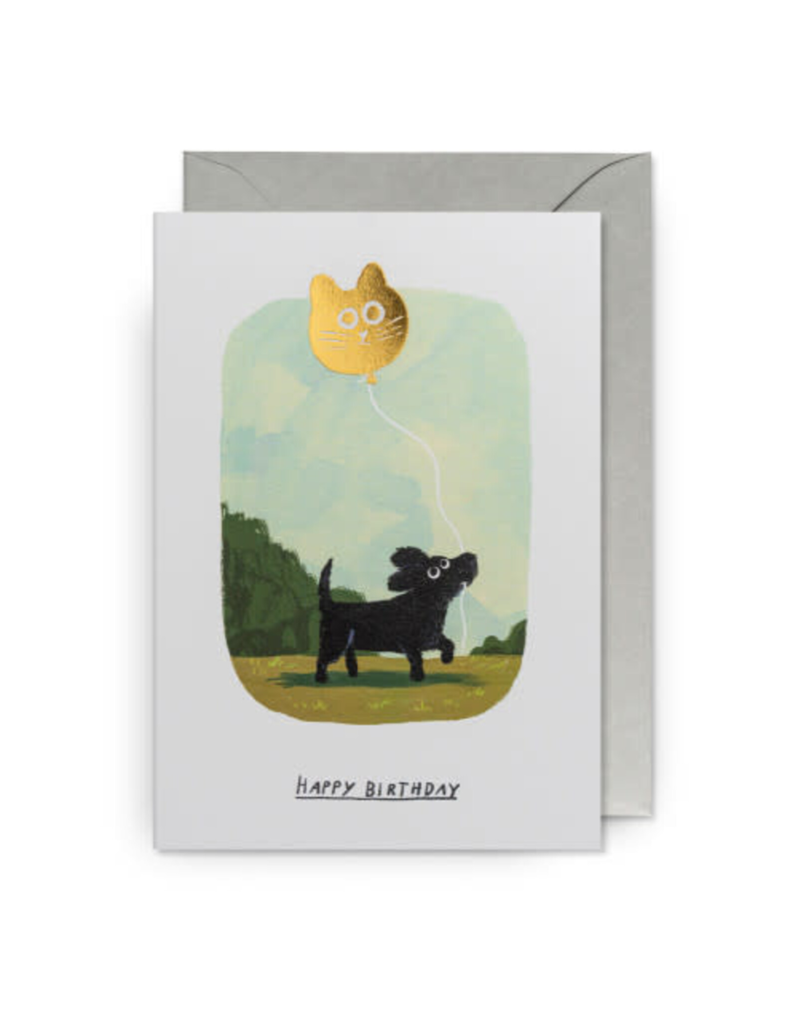 John Bond Wenskaart - Dog Balloon, Happy Birthday - Dubbele kaart + Envelop