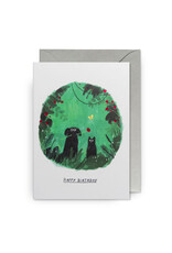 John Bond Wenskaart - Cat&Dog Rose, Happy Birthday - Dubbele kaart + Envelop