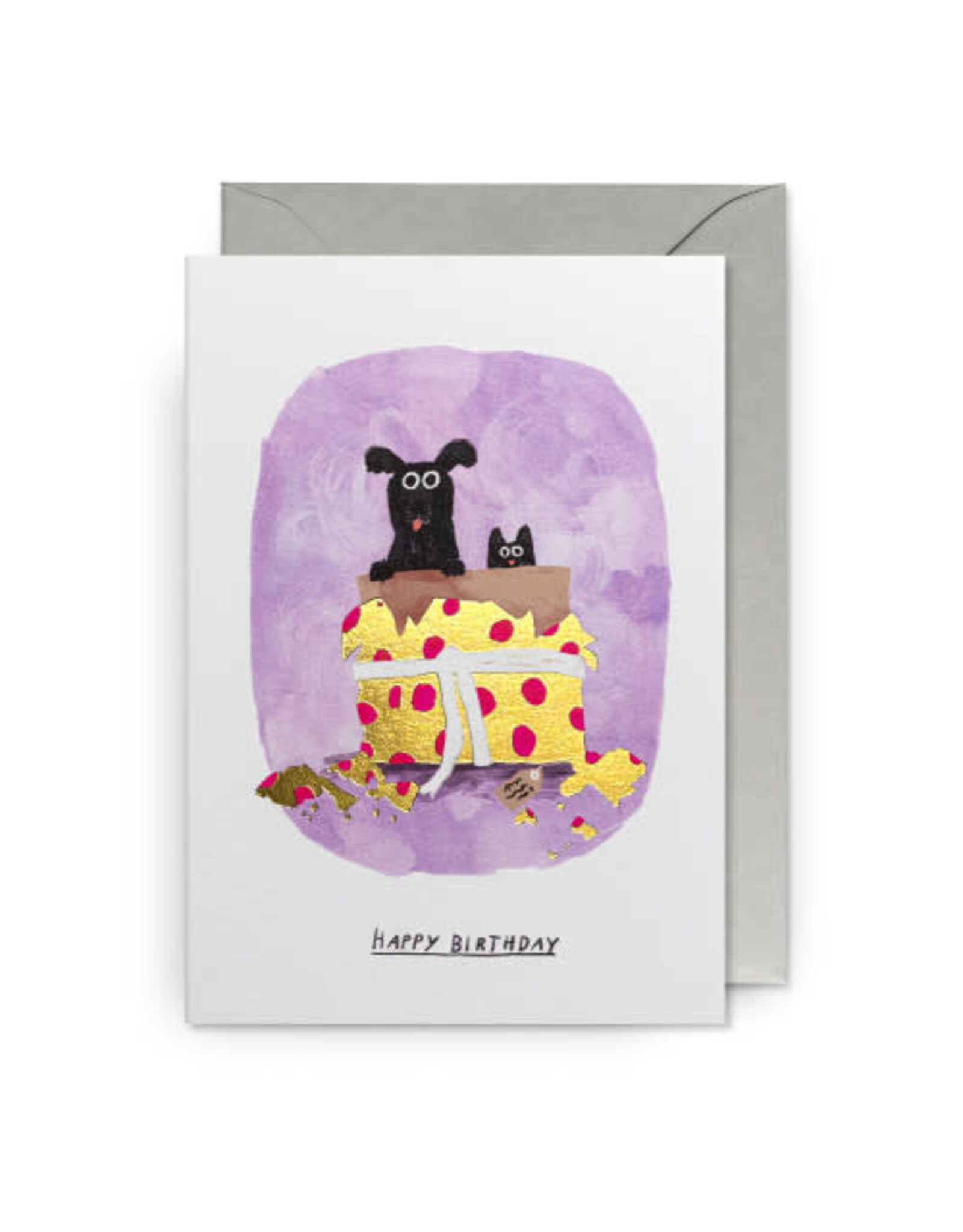 John Bond Wenskaart - Cat&Dog Surprise gift  - Dubbele kaart + Envelop