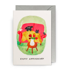 John Bond Wenskaart - Cosy Cat&Dog, Happy Birthday - Dubbele kaart + Envelop