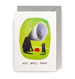 John Bond Wenskaart - Cat&Dog, Get well soon - Dubbele kaart + Envelop