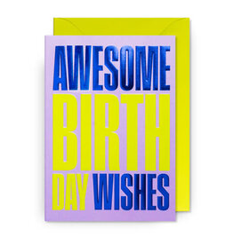 Miso Wenskaart - Awesome Birthday - Dubbele kaart + Envelop