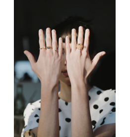 Judith Benita Ring Elements Trio - Blue, Vert & Blance - Messing Verguld