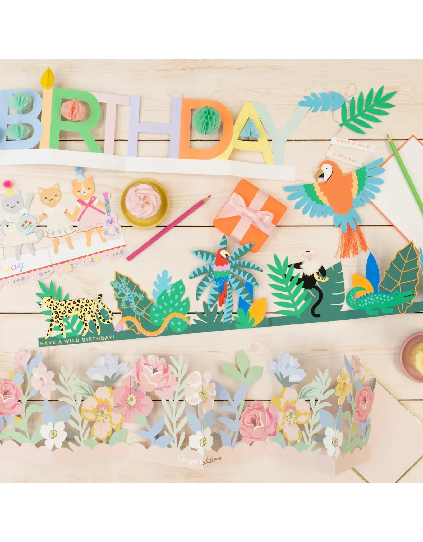 Meri Meri Wenskaart - Jungle Animal Birthday - Concertina + Envelop