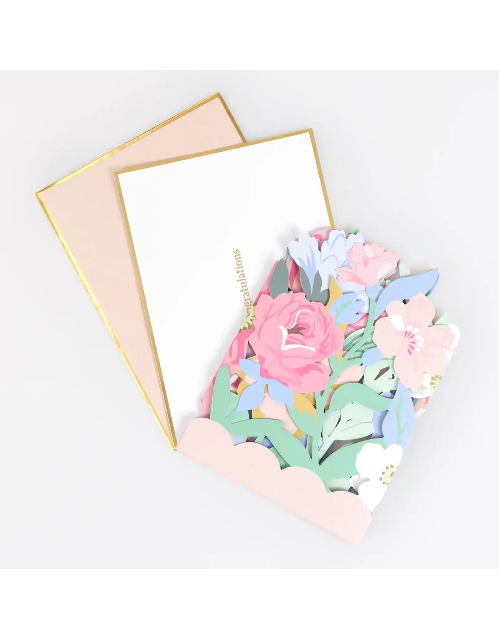 Meri Meri Wenskaart - Flower Congratulations - Concertina + Envelop