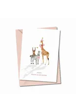 Atelier Moomade Wenskaart - Hoera feesten als de beesten - Postkaart + Envelop