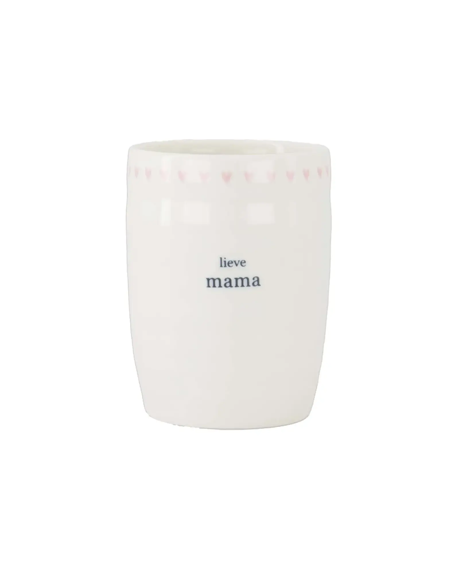 Zusss Koffiemok - Lieve Mama, Roze Hartjes - Ø7x9,5cm