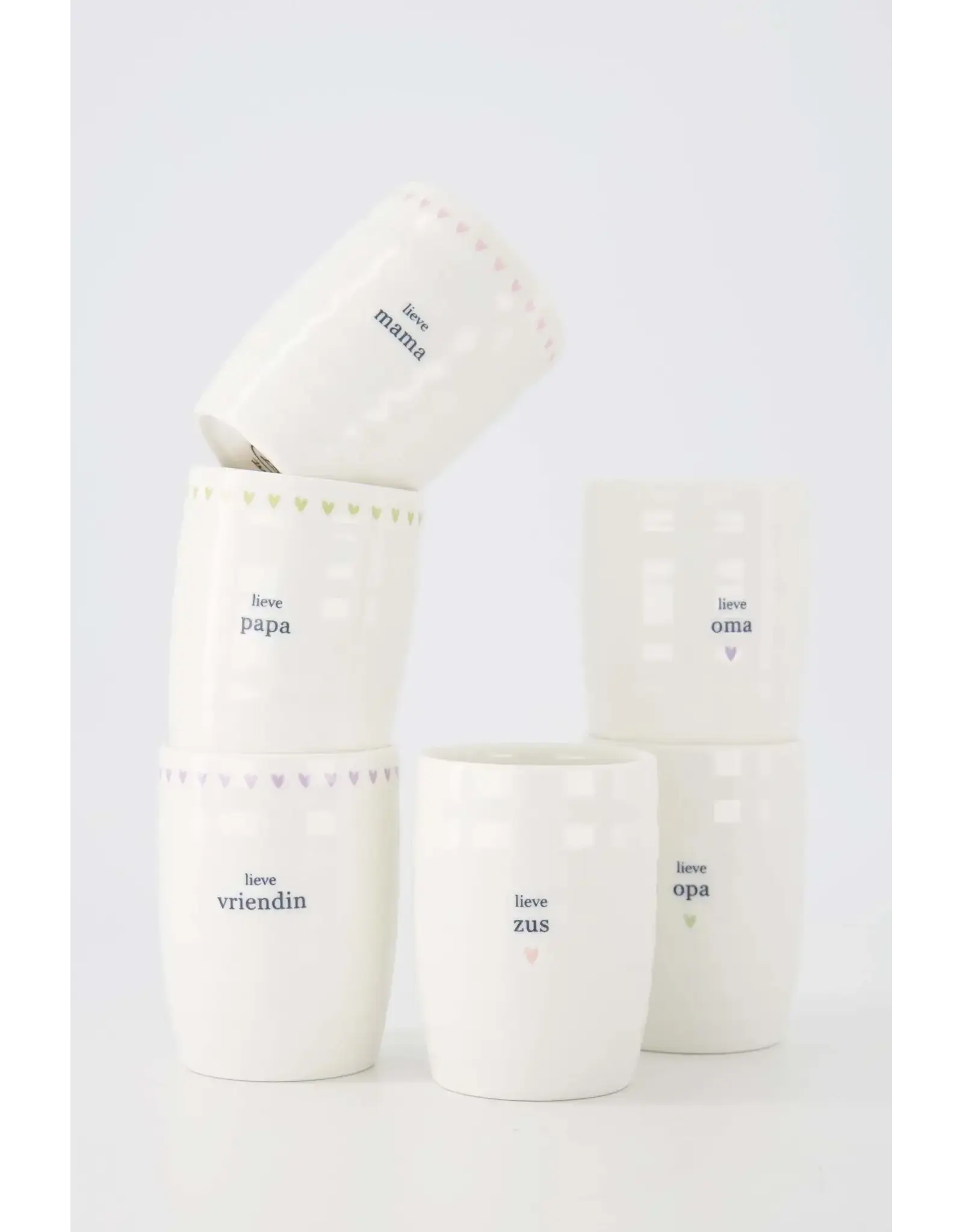 Zusss Koffiemok - Lieve vriendin, Lila Hartjes - Ø7x9,5cm