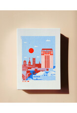 mmmMar Wenskaart  - Daken van Gent, Zomer (Blauw/Rood) - Postkaart + Envelop