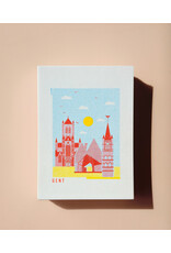 mmmMar Wenskaart  - Stadshal mix (Aqua/Rood/Geel) - Postkaart + Envelop
