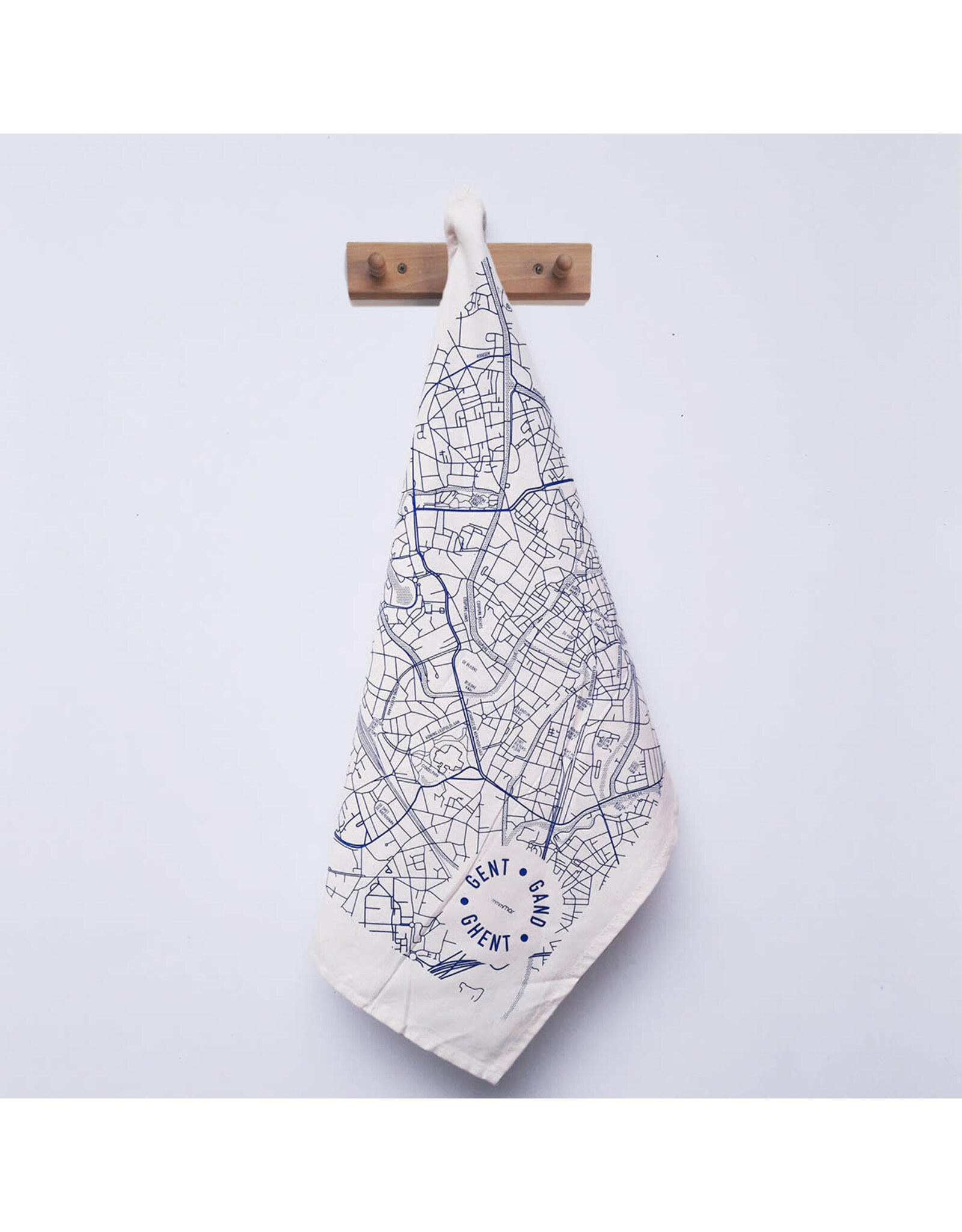 mmmMar Theedoek - Stadsplan Gent - Blauw  - 48 x 70 cm - 100% Katoen