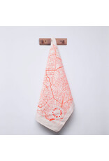 mmmMar Theedoek - Stadsplan Gent - Fluo oranje - 48 x 70 cm - 100% Katoen