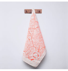 mmmMar Theedoek - Stadsplan Gent - Fluo oranje - 48 x 70 cm - 100% Katoen