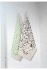 mmmMar Theedoek - Stadsplan Gent - Fluo Groen - 48 x 70 cm - 100% Katoen