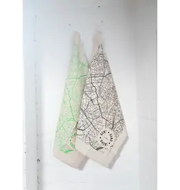 mmmMar Theedoek - Stadsplan Gent - Fluo Groen - 48 x 70 cm - 100% Katoen